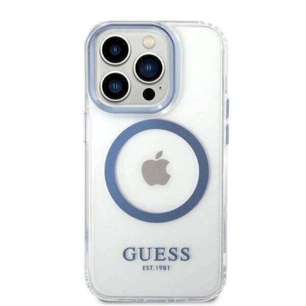 Guess Metal Outline MagSafe-Hülle iPhone 14 Pro – blau-3
