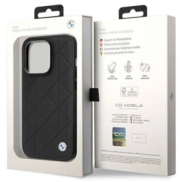 Hülle BMW BMHCP14L22RQDK iPhone 14 Pro 6.1″ schwarz/schwarz Leder gesteppt-1