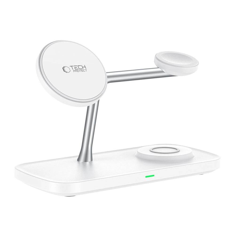 Tech-Protect QI15W-A45 3in1 kabelloses Ladegerät MagSafe Apple -Geräte – Weiß-4