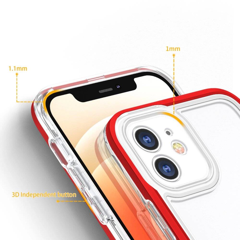 Klare 3in1 Hülle iPhone 12 Frame Gel Cover rot-3