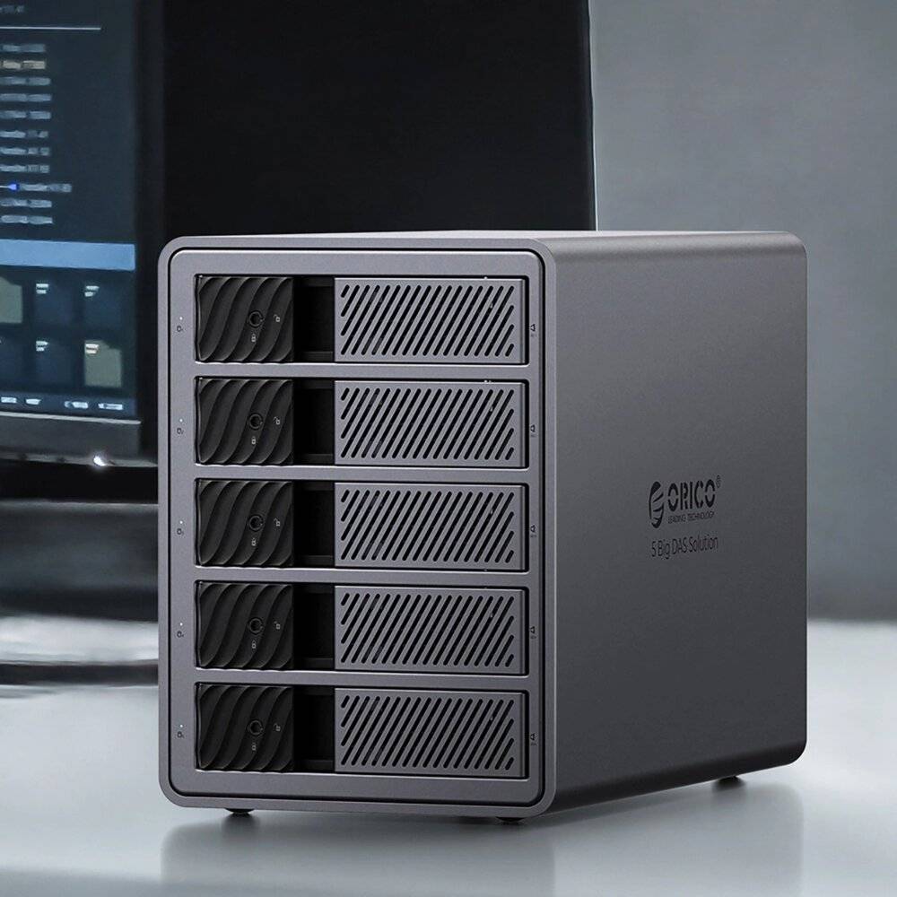Orico 9858T3 5 Big Solution ProThunder Disk Array Thunderbolt 3 x 2,5″/3,5″ SATA HDD/SSD - Grau-2