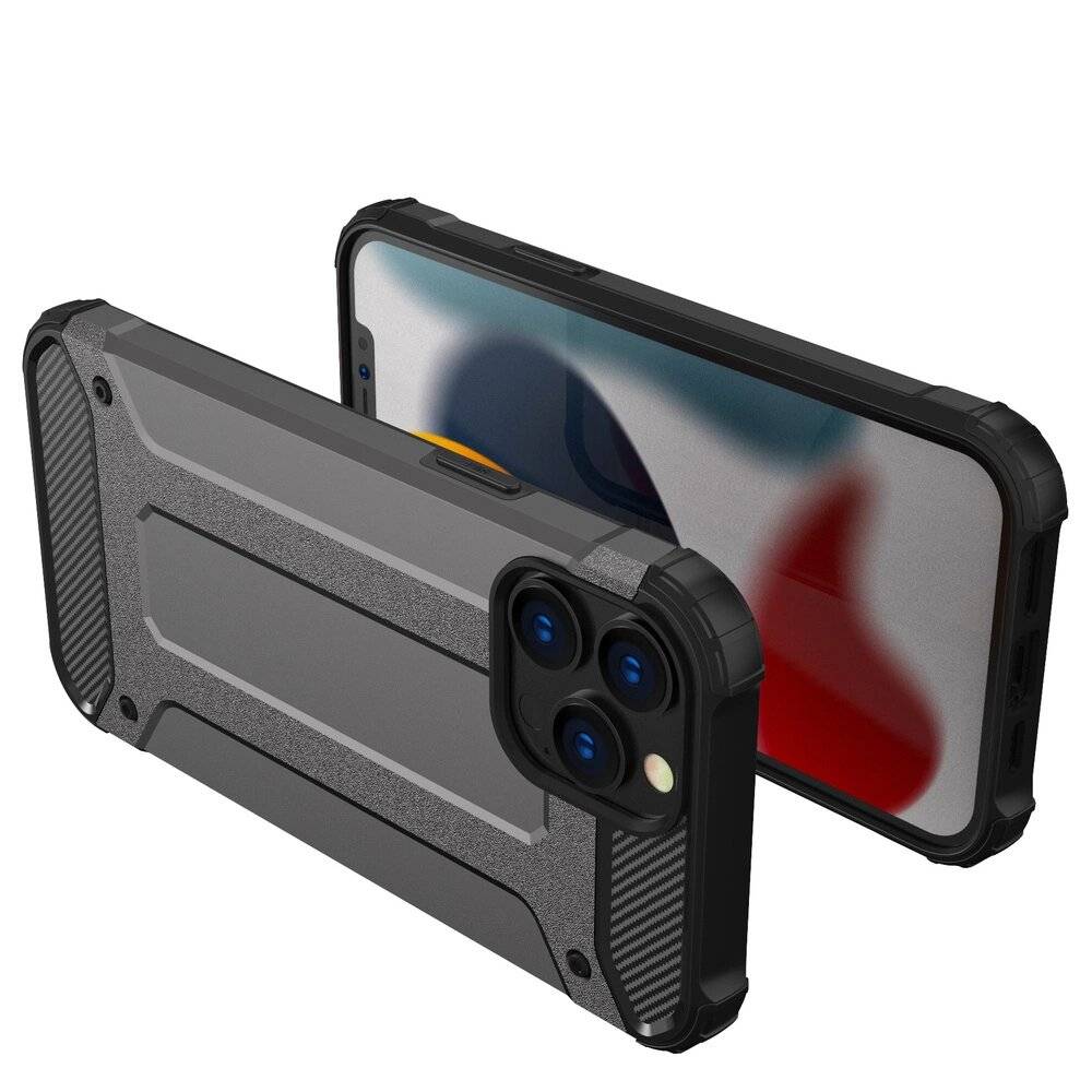 Hybrid Armor robuste TPU/PC Panzer Handyhülle Hard Case iPhone 13 Pro silber-2