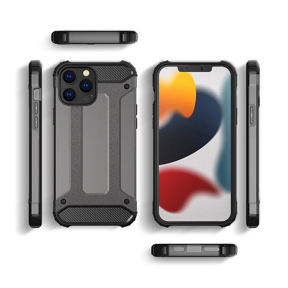 Hybrid Armor robuste TPU/PC Panzer Handyhülle Hard Case iPhone 13 Pro silber-3