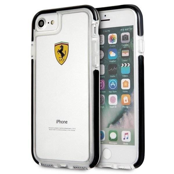 Preisbild für Ferrari - Racing Shockproof - Handyhülle - iPhone 7, 8 - Transparent/ Schwarz
