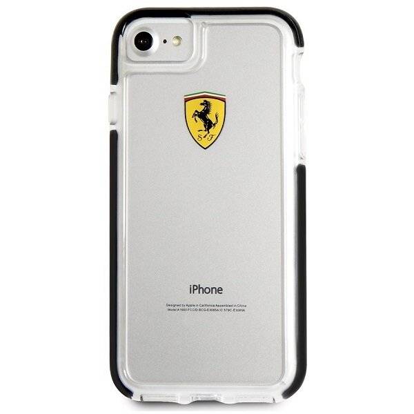 Ferrari - Racing Shockproof - Handyhülle - iPhone 7, 8 - Transparent/ Schwarz