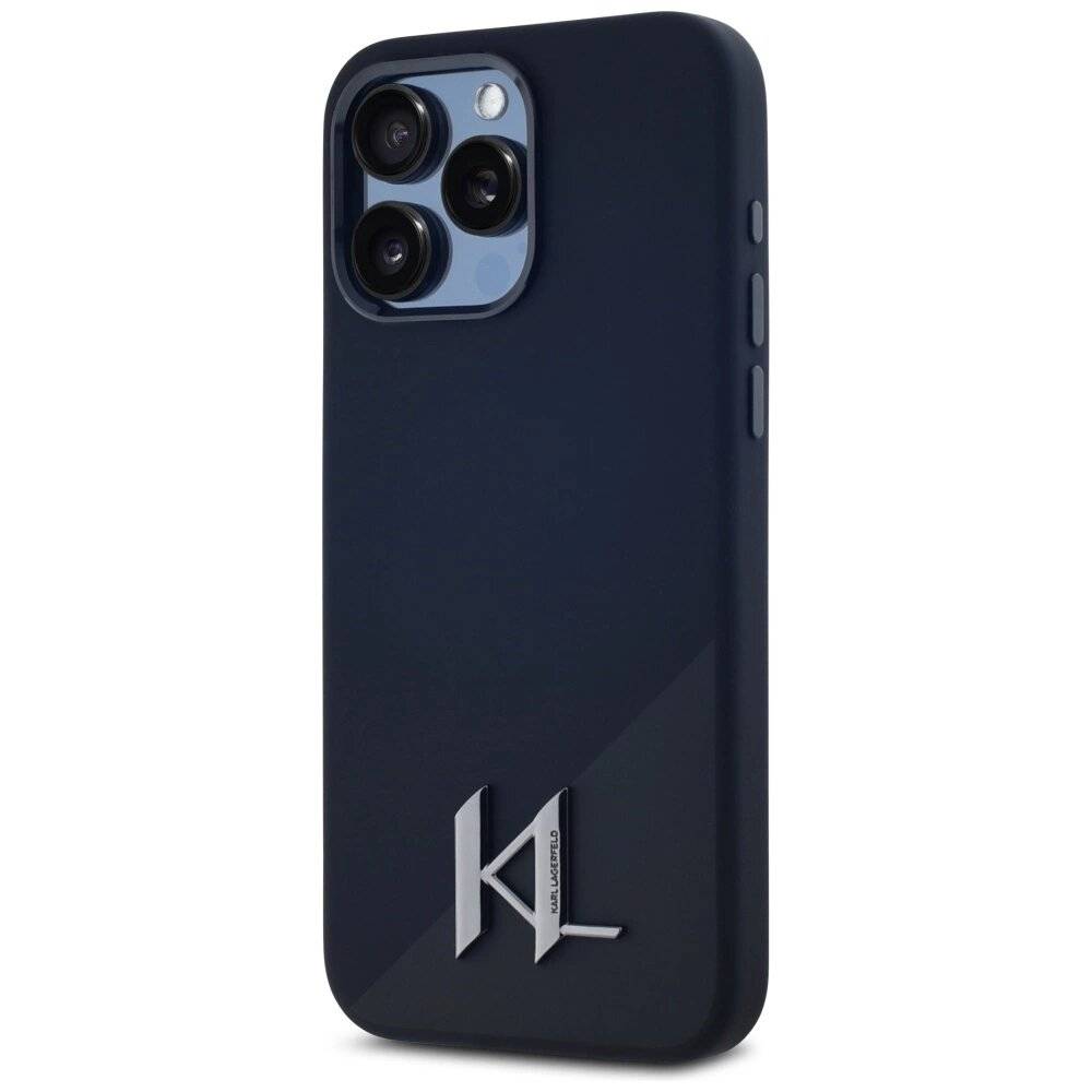 Karl Lagerfeld Silicone Shadow Metal Initial MagSafe Case iPhone 15 Pro Schwarz-2