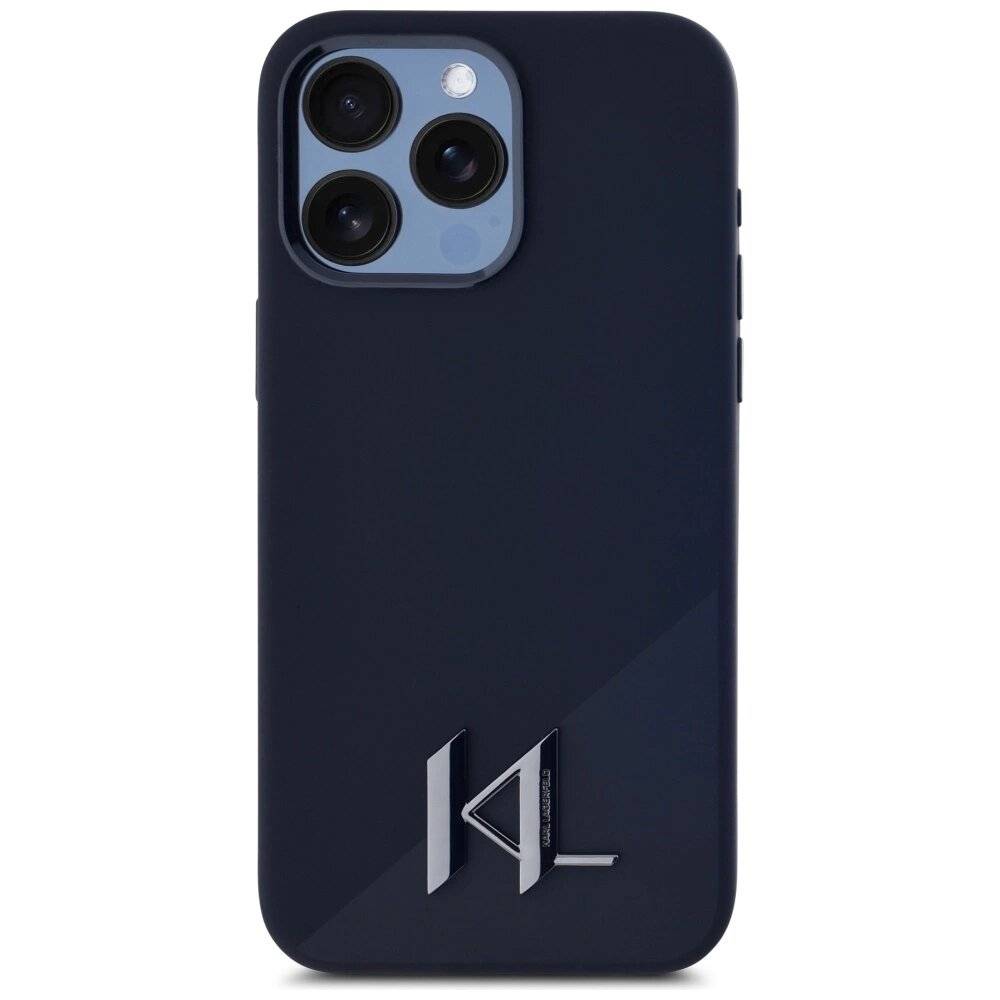 Karl Lagerfeld Silicone Shadow Metal Initial MagSafe Case iPhone 15 Pro Schwarz-3