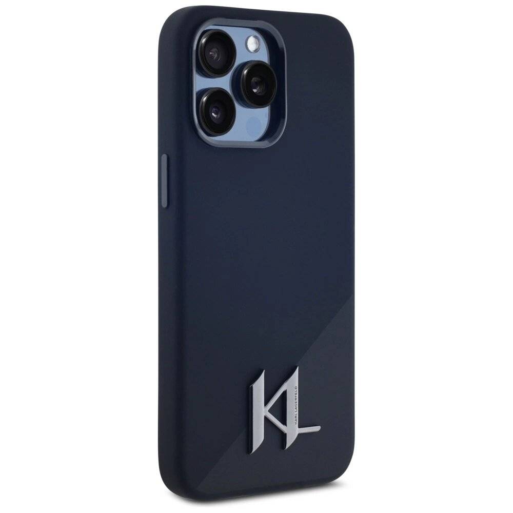 Karl Lagerfeld Silicone Shadow Metal Initial MagSafe Case iPhone 15 Pro Schwarz-4