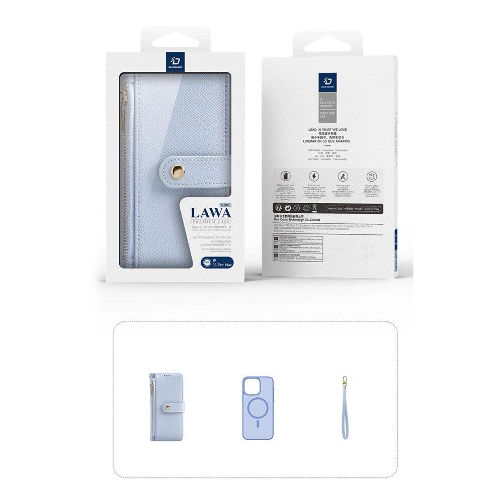 Dux Ducis Lawa Lederhülle iPhone 15 Pro - Blau-2