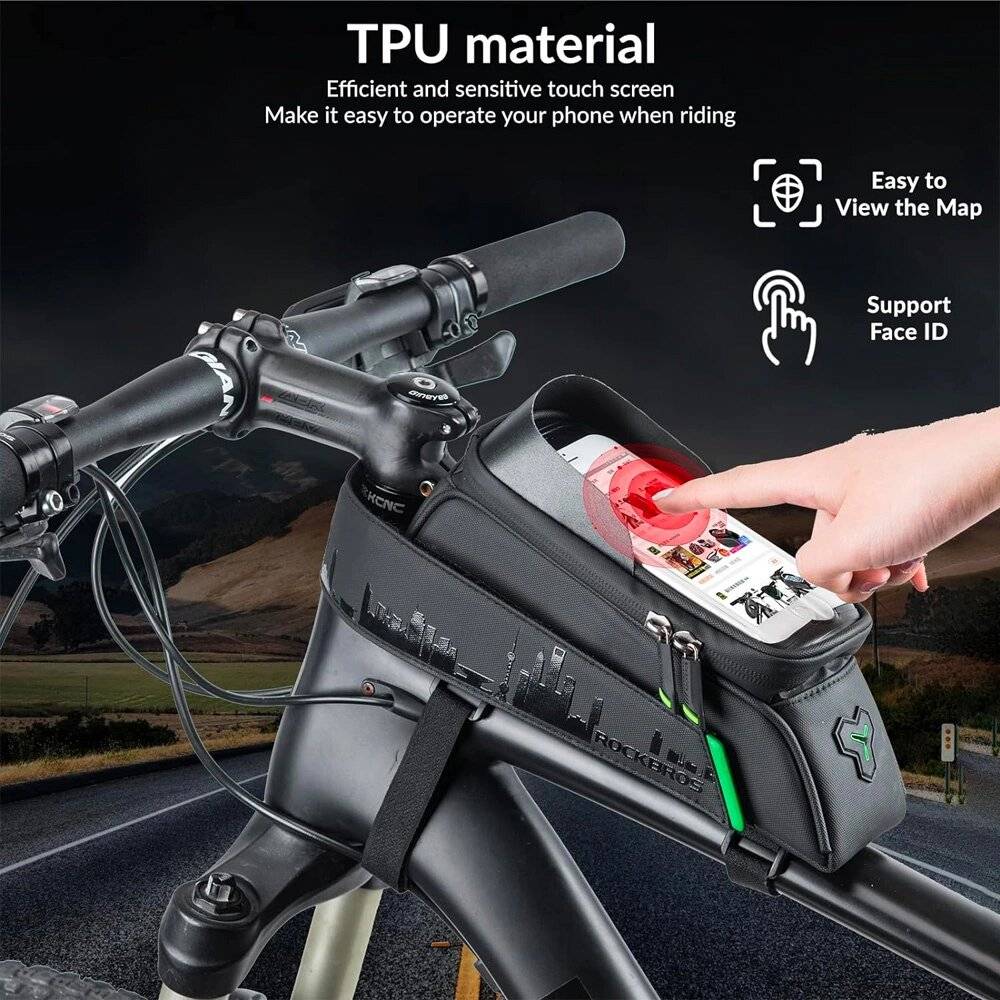 Rockbros 029-1BK Fahrradtasche Rahmen Telefonabdeckung – Schwarz-2