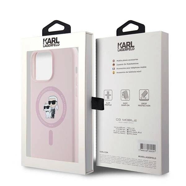 Karl Lagerfeld Silikon Karl&Choupette MagSafe Hülle iPhone 15 Pro – Rosa-4