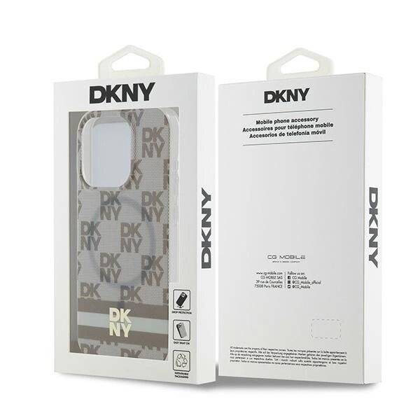 DKNY IML Checkered Mono Pattern & Printed Stripes MagSafe-Hülle iPhone 13 Pro / – Beige-1