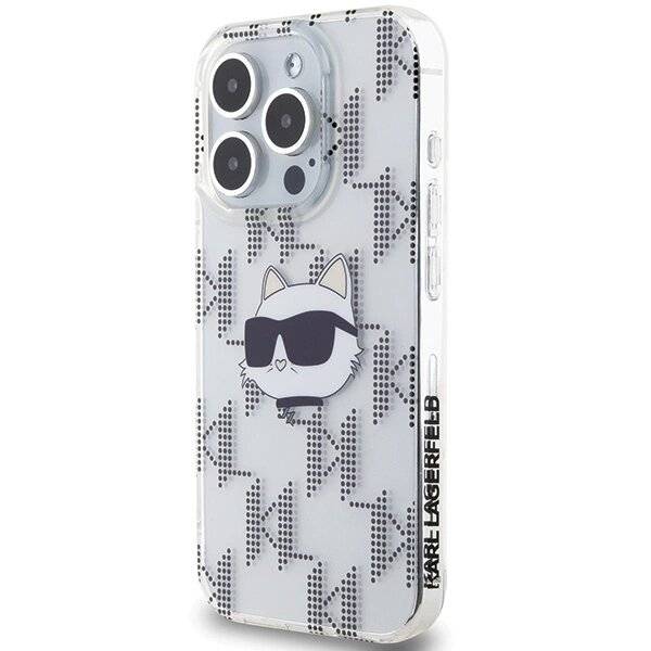 Karl Lagerfeld IML Choupette Head & Monogram Hülle iPhone 15 Pro – transparent-2