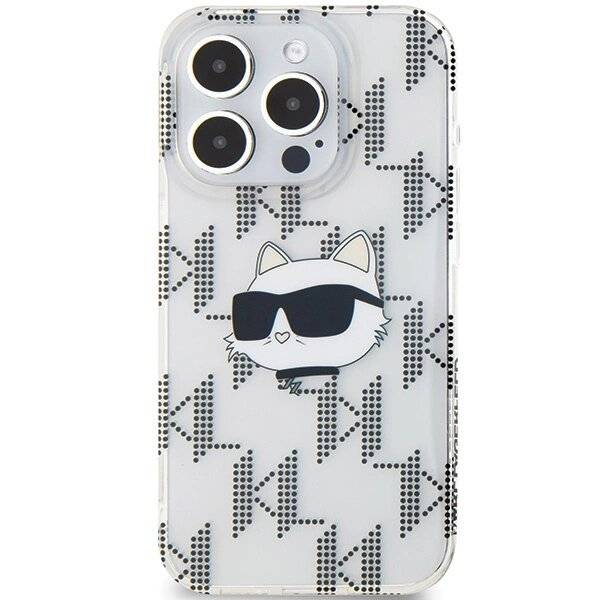 Karl Lagerfeld IML Choupette Head & Monogram Hülle iPhone 15 Pro – transparent-3