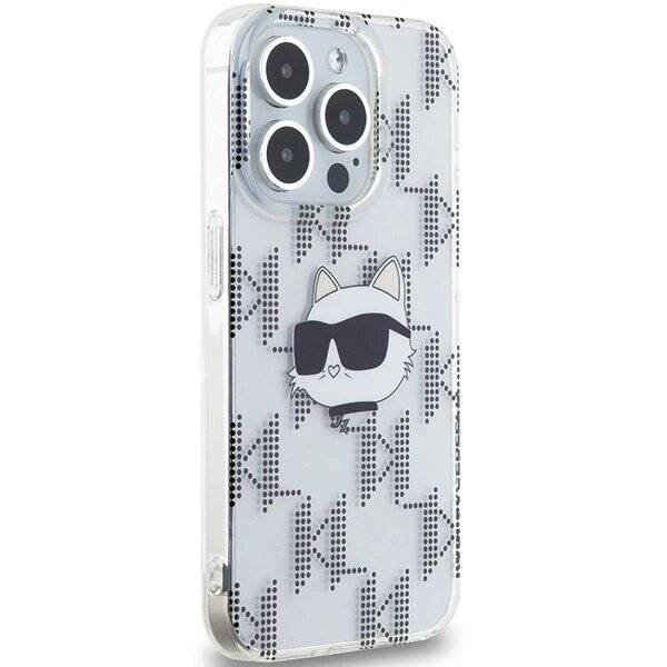 Karl Lagerfeld IML Choupette Head & Monogram Hülle iPhone 15 Pro – transparent-4