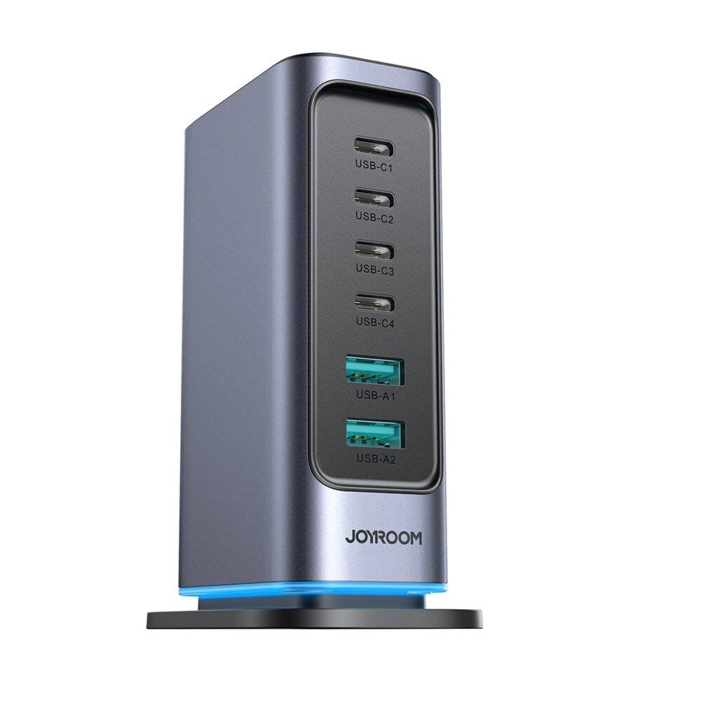 Joyroom JR-TCM02 Multiport GaN Ladegerät 65W EU 4x USB-C 2x USB-A - Dunkelgrau-3