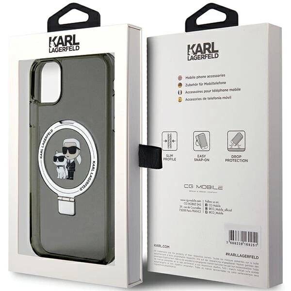 Karl Lagerfeld Ring Stand Karl&Choupette MagSafe Hülle iPhone 11 / Xr – Schwarz-1