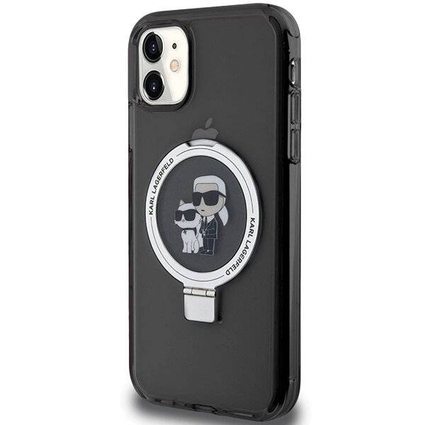 Karl Lagerfeld Ring Stand Karl&Choupette MagSafe Hülle iPhone 11 / Xr – Schwarz-2
