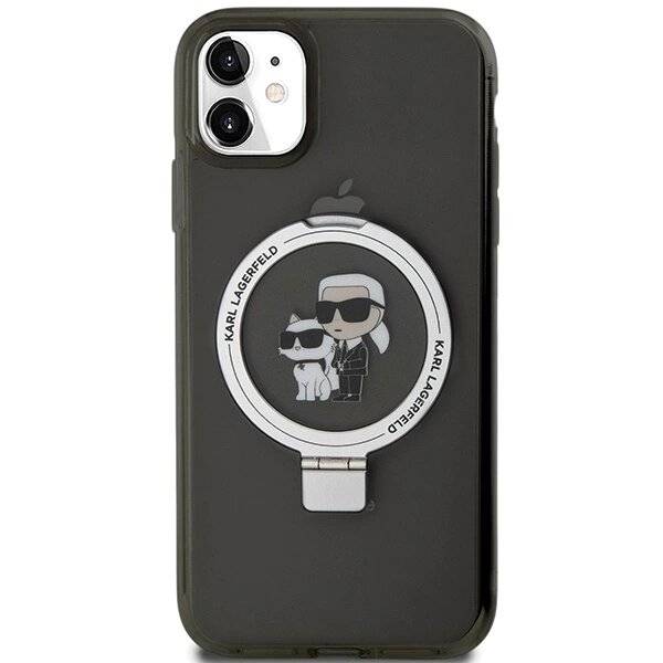 Karl Lagerfeld Ring Stand Karl&Choupette MagSafe Hülle iPhone 11 / Xr – Schwarz-3