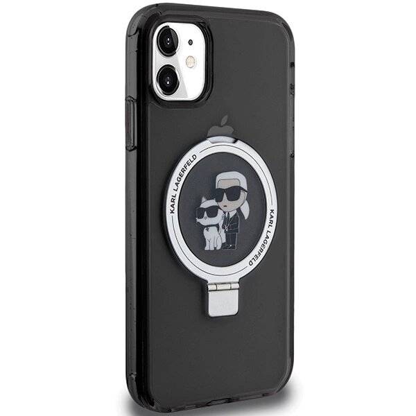 Karl Lagerfeld Ring Stand Karl&Choupette MagSafe Hülle iPhone 11 / Xr – Schwarz-4
