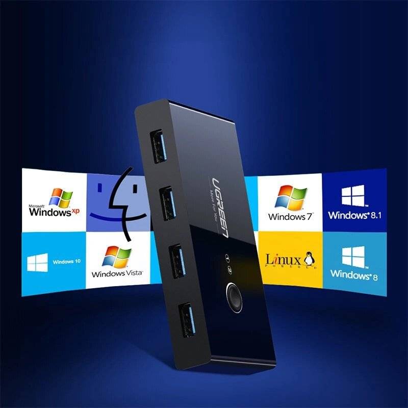 Ugreen Switchbox HUB Switch 4x USB 3.2 Gen 1 USB-Splitter zwei Computer schwarz US216 30768-3