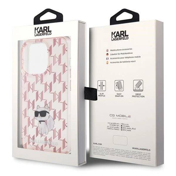 Karl Lagerfeld Monogram Choupette Hülle iPhone 15 Pro Max – Rosa-1