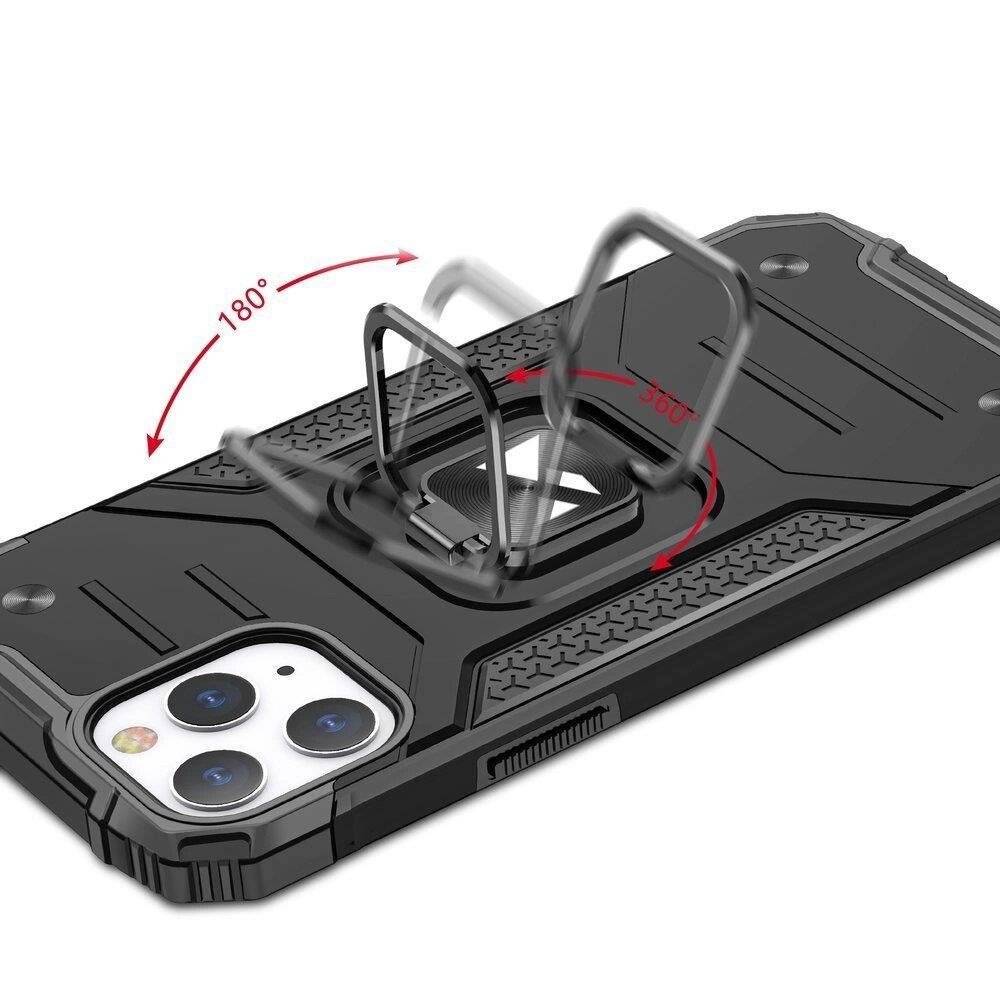 Wozinsky Ring Armor Hülle iPhone 14 Pro Max gepanzerte magnetischer Haltering rot-3