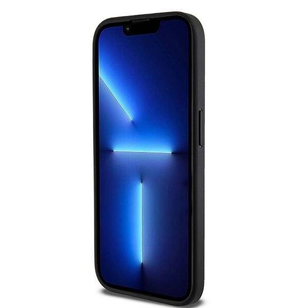 DKNY Leder-MagSafe-Hülle kariertem Monomuster iPhone 15 Pro Max – Schwarz-1