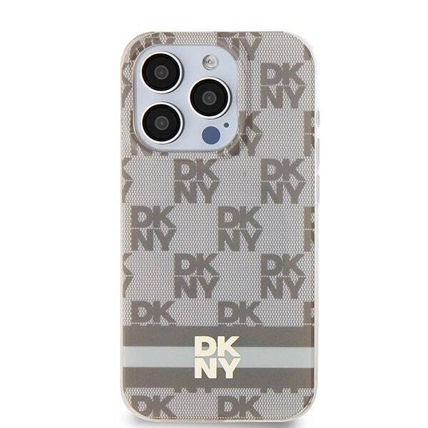 DKNY IML Checkered Mono Pattern & Printed Stripes MagSafe-Hülle iPhone 13 Pro / – Beige-3