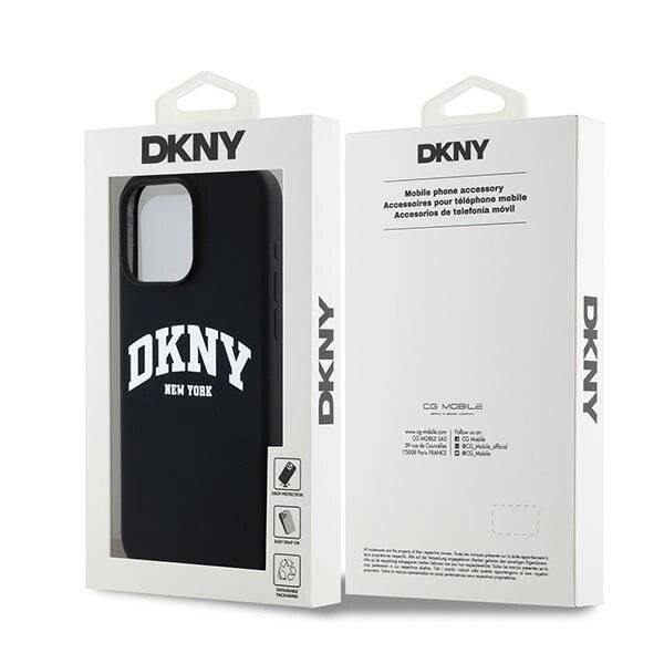 DKNY Liquid Silicone MagSafe iPhone 13 Pro Max Hülle weißem Logo-Aufdruck – Schwarz-4