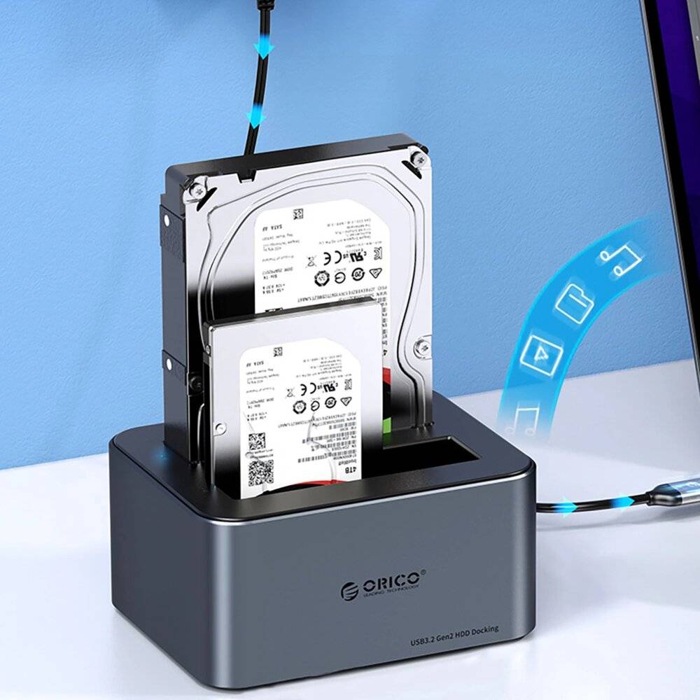 Orico 6646C3-C Dockingstation 4 Laufwerke Offline-Klonfunktion, 2,5″/3,5″ SATA HDD/SSD, Grau-2