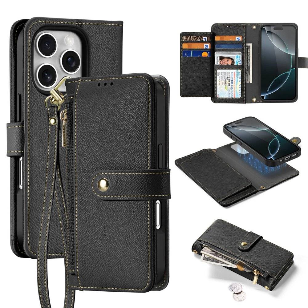 Dux Ducis Lawa Lederhülle iPhone 16 Pro Max - Schwarz-5