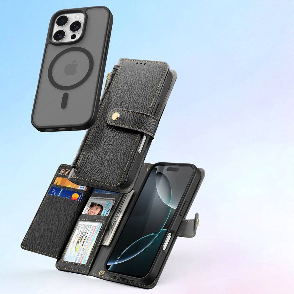 Dux Ducis Lawa Lederhülle iPhone 16 Pro Max - Schwarz-2