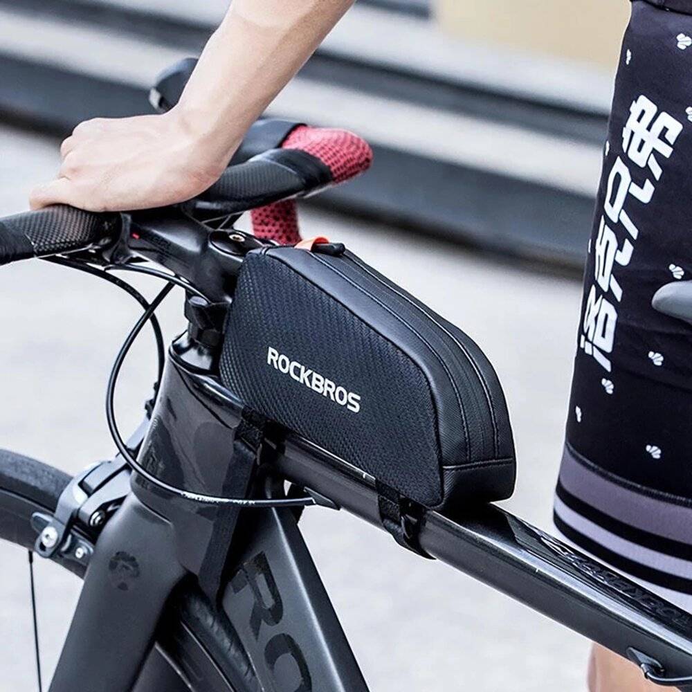 Rockbros 039BK Fahrradrahmentasche 1 l Geflecht – Schwarz-1