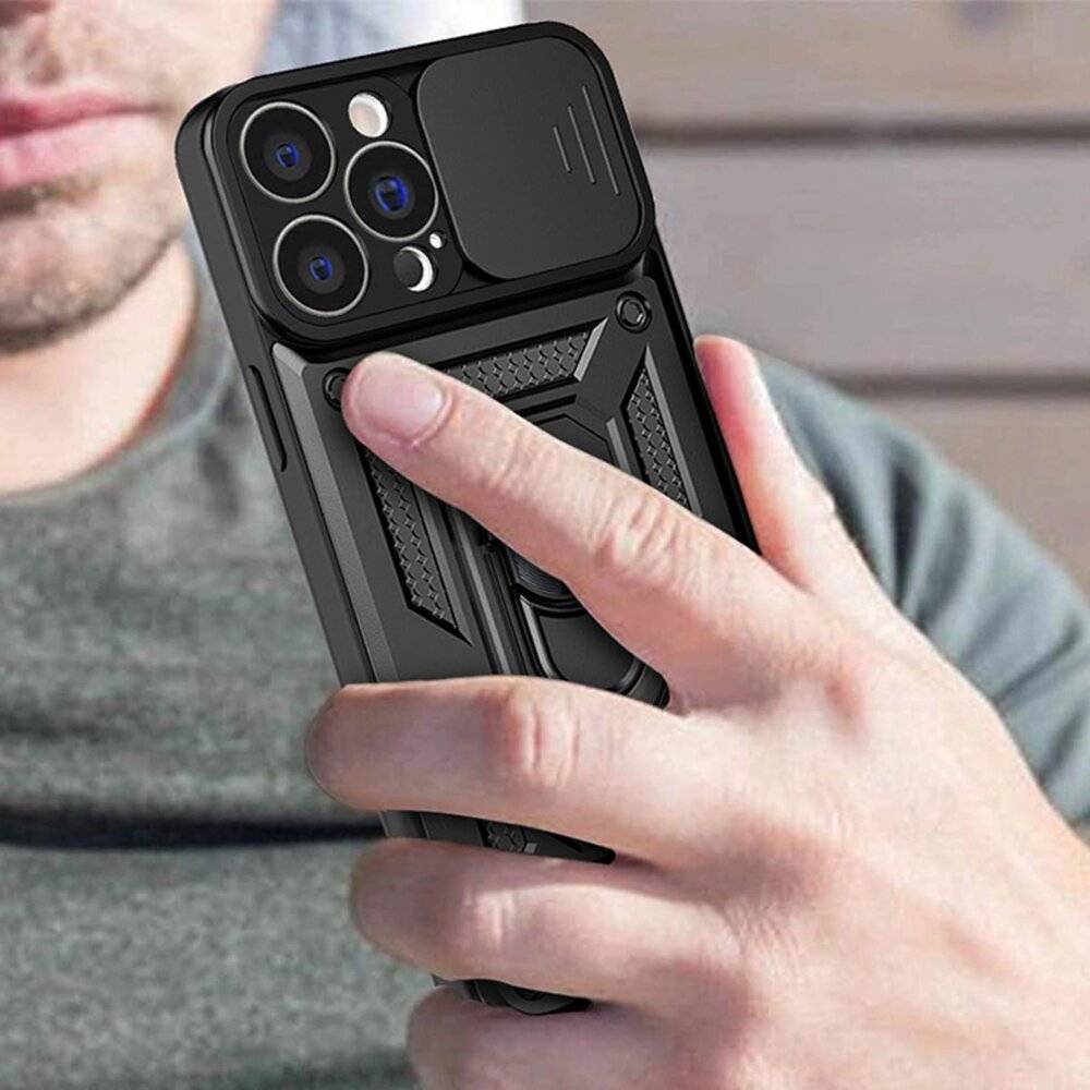 Hybrid Armor Camshield Hülle iPhone 13 Pro Max gepanzerte Kameraabdeckung Pink-3