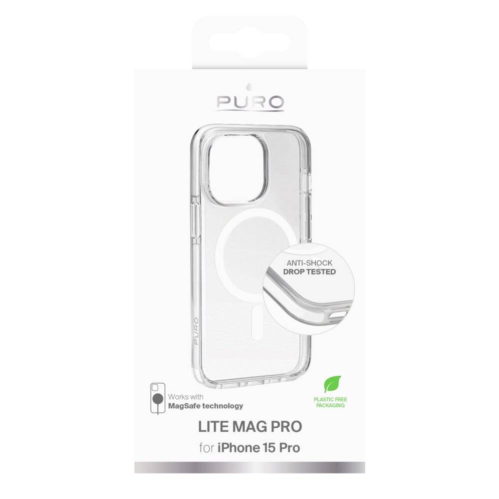 Puro Cover PC+TPU+TPE integrierten Magneten „LITE MAG PRO“ iPhone 15 Pro, weiße Farbe-1