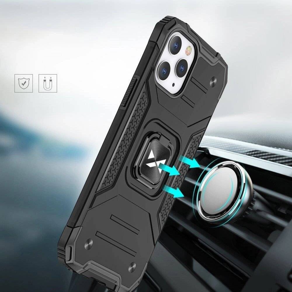 Wozinsky Ring Armor Hülle iPhone 14 Pro Max gepanzerte magnetischer Haltering rot-4