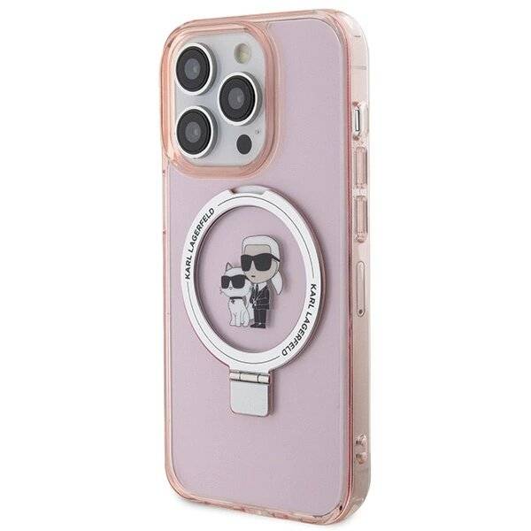 Karl Lagerfeld KLHMP15LHMRSKCP iPhone 15 Pro 6,1″ rosa/rosa Hardcase Ringständer Karl&Choupette-1