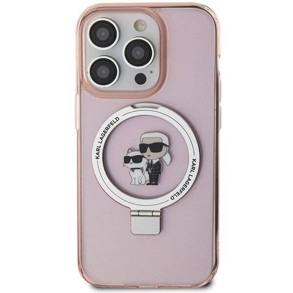 Karl Lagerfeld KLHMP15LHMRSKCP iPhone 15 Pro 6,1″ rosa/rosa Hardcase Ringständer Karl&Choupette-2
