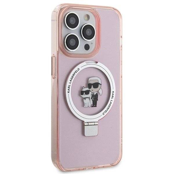 Karl Lagerfeld KLHMP15LHMRSKCP iPhone 15 Pro 6,1″ rosa/rosa Hardcase Ringständer Karl&Choupette-3