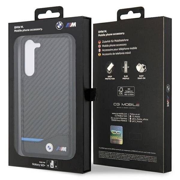 BMW Leder Carbon Hülle Samsung Galaxy S23+ - schwarz-1