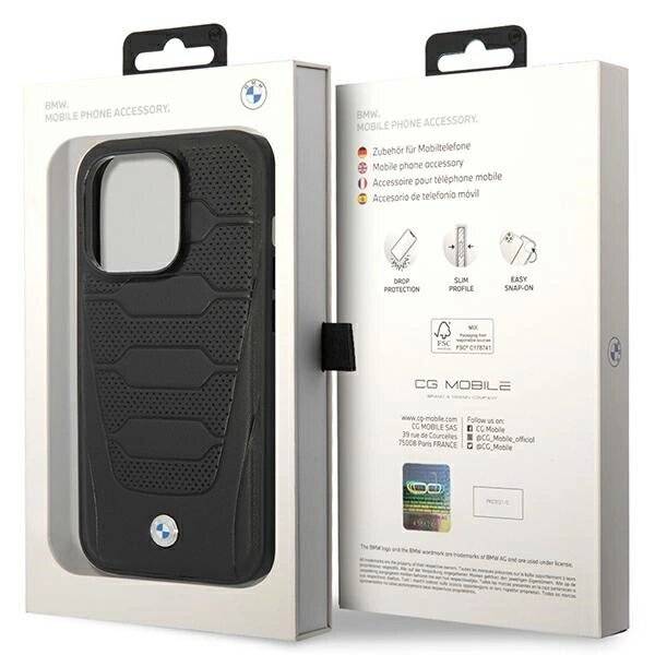 Hülle BMW BMHMP14L22RPSK iPhone 14 Pro 6.1″ schwarz/schwarz Ledersitze Muster MagSafe-1