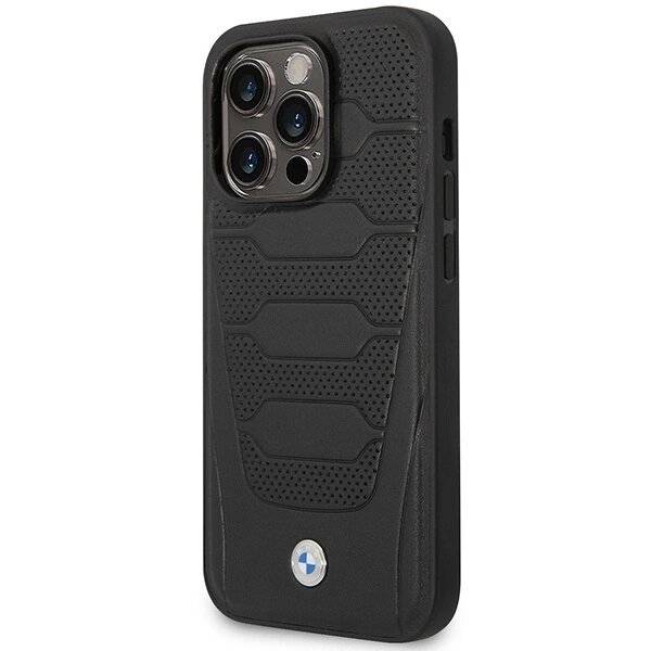 Hülle BMW BMHMP14L22RPSK iPhone 14 Pro 6.1″ schwarz/schwarz Ledersitze Muster MagSafe-2