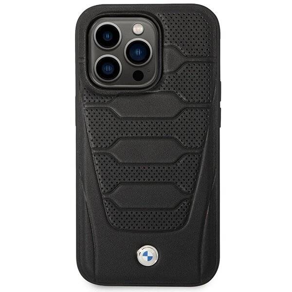 Hülle BMW BMHMP14L22RPSK iPhone 14 Pro 6.1″ schwarz/schwarz Ledersitze Muster MagSafe-3