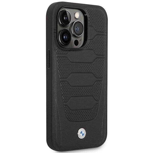 Hülle BMW BMHMP14L22RPSK iPhone 14 Pro 6.1″ schwarz/schwarz Ledersitze Muster MagSafe-4
