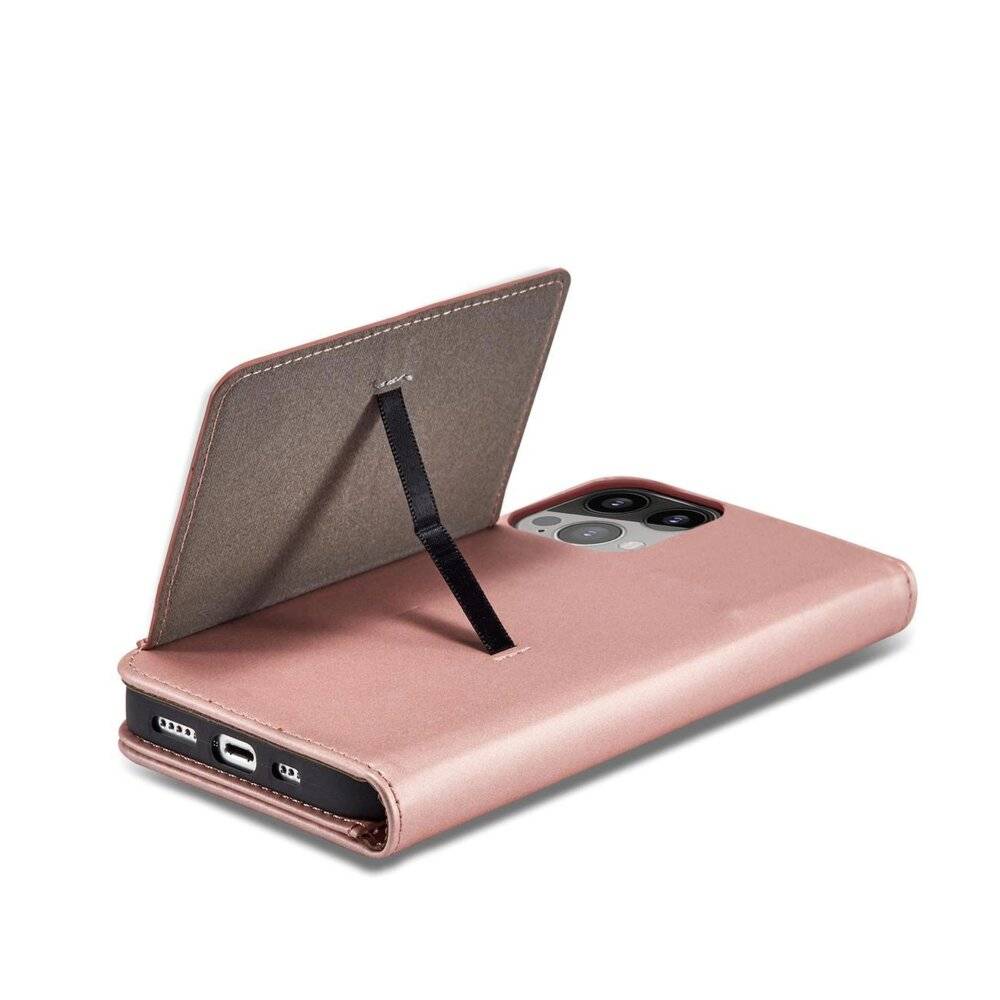 Magnet Card Case Hülle iPhone 14 Pro Max Flip Cover Wallet Stand Pink-4
