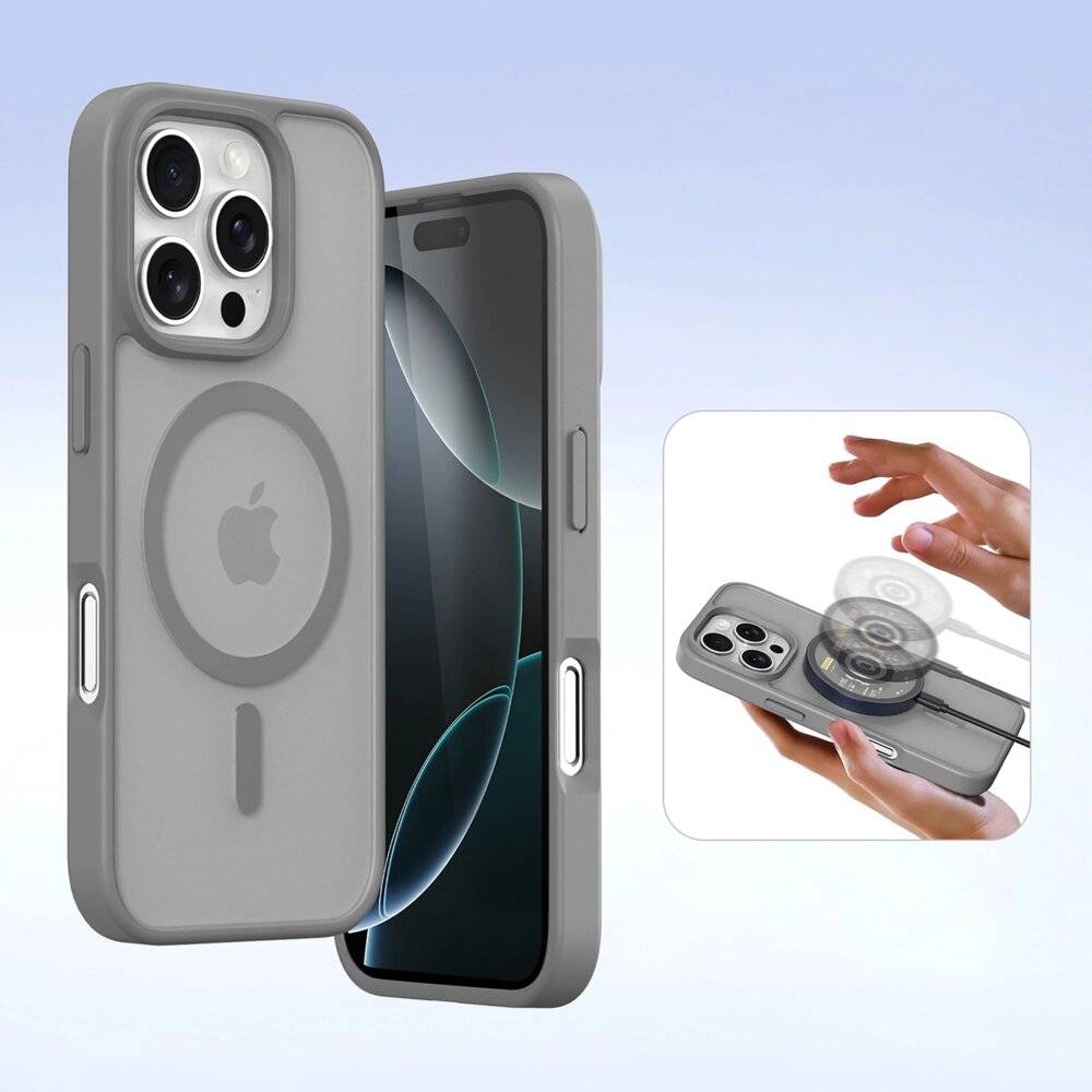 Dux Ducis Lawa Lederhülle iPhone 16 Pro Max abnehmbarer magnetischer Brieftasche - Grau-3