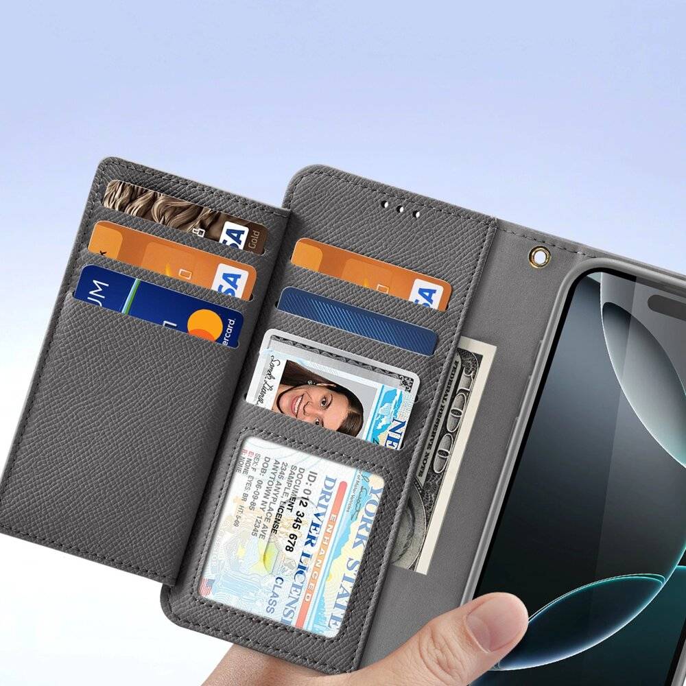 Dux Ducis Lawa Lederhülle iPhone 16 Pro Max abnehmbarer magnetischer Brieftasche - Grau-4