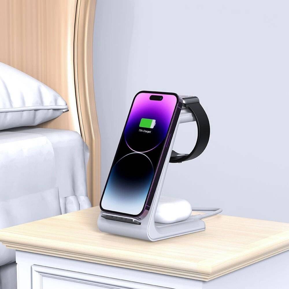 Tech-Protect QI15W-A36 3in1 Ladestation Apple - Weiß-2