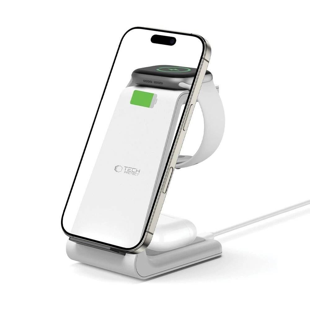 Tech-Protect QI15W-A36 3in1 Ladestation Apple - Weiß-4